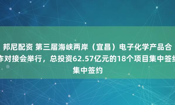 邦尼配资 第三届海峡两岸（宜昌）电子化学产品合作对接会举行，总投资62.57亿元的18个项目集中签约